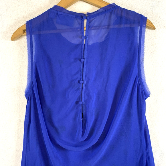 Womens Sheer Chiffon Tunic Top Sz M Cobalt Blue Whimsigoth‎ Fairy Grunge Witchy - Picture 6 of 15
